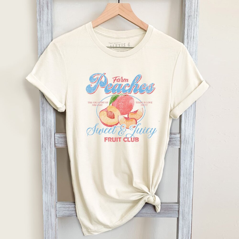 Peach Shirt, Vintage Graphic Fruit Shirt, Boho Shirt, Fruit Tee Shirt